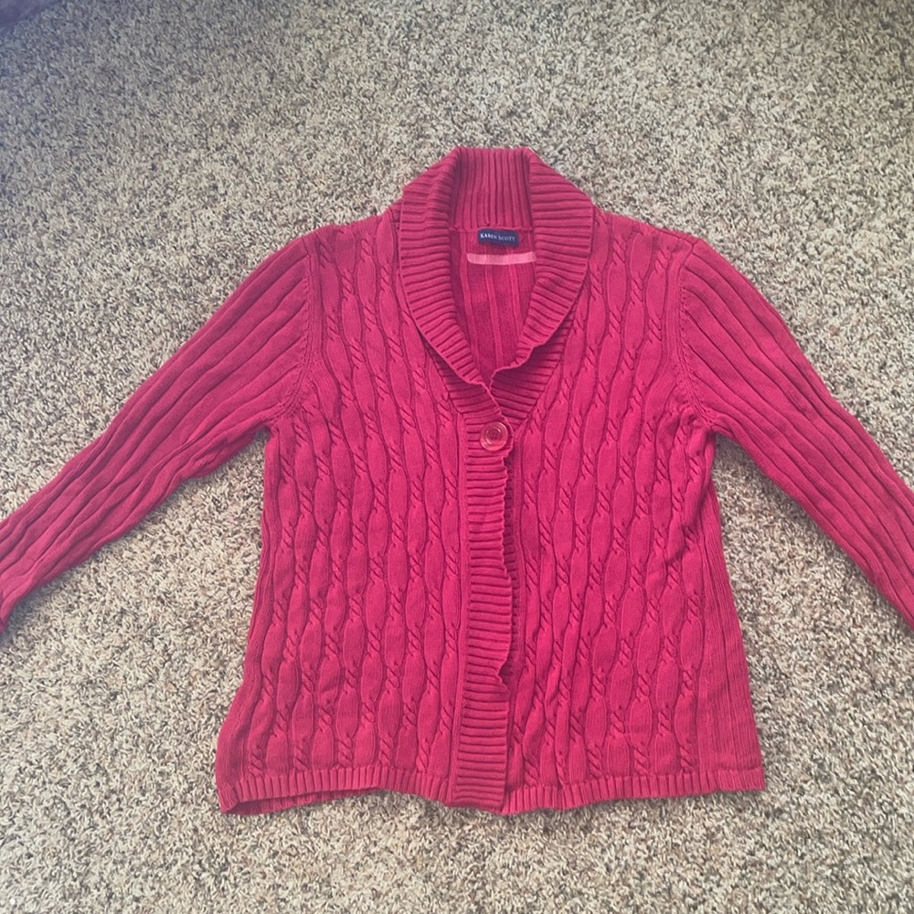 Red single button cardigan
